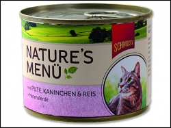 Konzerva SCHMUSY NATURE´S MENU krocan + králík 190 g