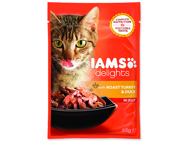 Kapsička IAMS Cat delights turkey & duck in jelly 85g