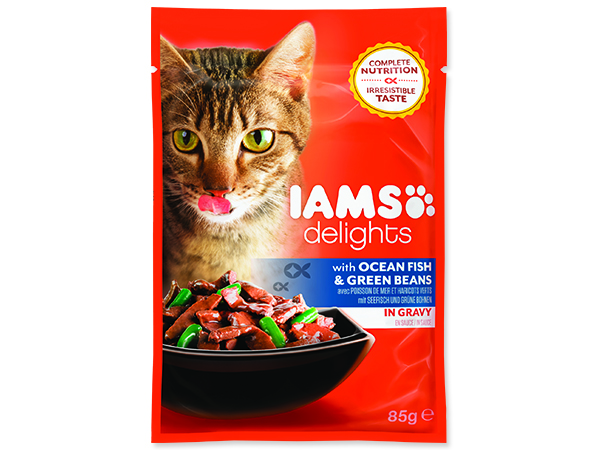 Kapsička IAMS Cat delights ocean fish & green beans in gravy