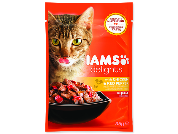 Kapsička IAMS Cat delights chicken & red pepper in jelly 85g