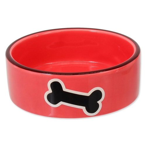 Miska DOG FANTASY keramická potisk kost červená 12,5 cm