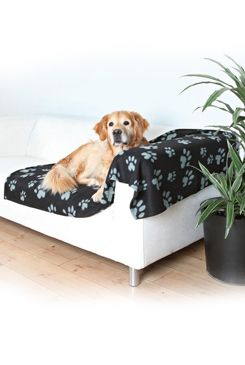Deka pro psy BARNEY černá a šedé tlapky 150x100cm TR