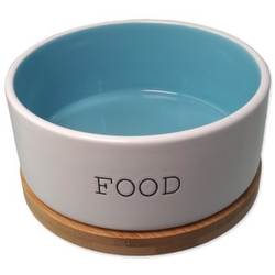 Miska Dog Fantasy keramická FOOD bílá/modrá s podtáckem 16x6,5cm, 850ml