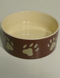 Miska keramická pes s béž.tlapkami Hnědá 1,4l 20cm TR
