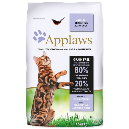 Krmivo APPLAWS Dry Cat Chicken with Duck 7,5kg