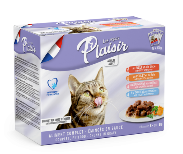 Plaisir Cat Multipack, kapsičky 100 g (12 ks)