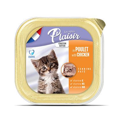 Plaisir Cat Kitten kuřecí, vanička 100 g