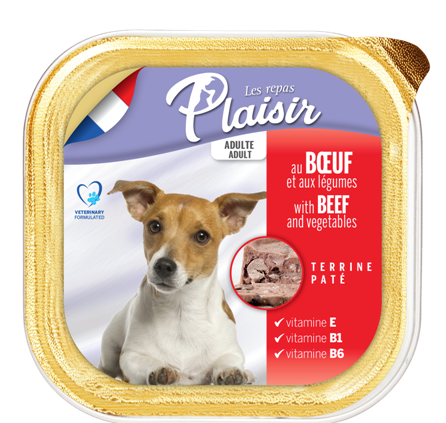 Plaisir Dog hovězí, vanička 300 g