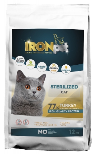 IRONpet Cat Sterilized Turkey (Krůta) 12 kg