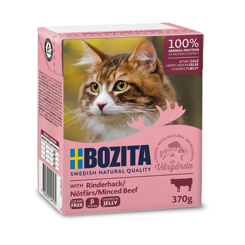 Bozita Cat kousky v želé s mletým hovězím, tetrapak 370 g