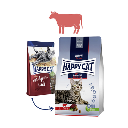 Happy Cat NEW Culinary Voralpen-Rind / Hovězí 10 kg