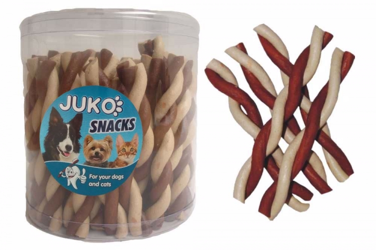 Jerky tyčinka kroucená Vanilka & kuře JUKO Snacks (50 ks)