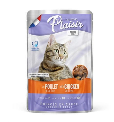 Plaisir Cat kuřecí & játra, kapsička 100 g