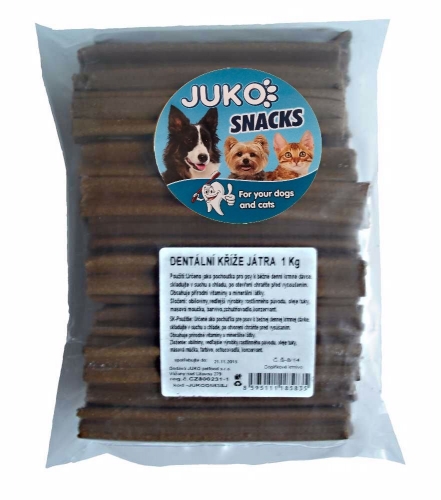 Dentální kříž Játra JUKO Snacks 1 kg (cca 42 - 51 ks)