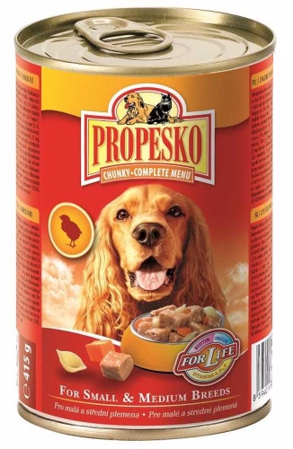 PROPESKO Dog kuřecí s mrkví a těstovinami, kousky 415 g