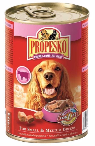 PROPESKO Dog hovězí, kuřecí a zvěřina, kousky 415 g