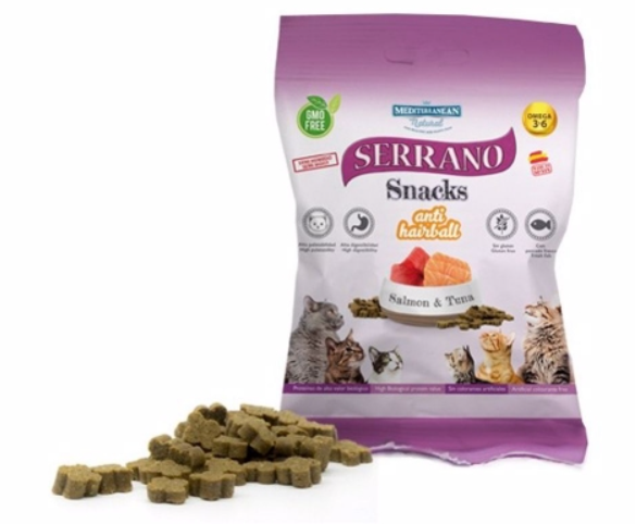 Serrano Snack Cat AntiHairball Salmon & Tuna 50 g