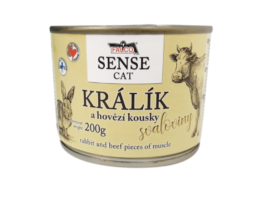 FALCO SENSE CAT králík a hovězí kousky svaloviny 200g