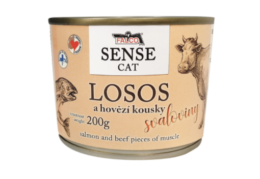 FALCO SENSE CAT losos a hovězí kousky svaloviny 200g