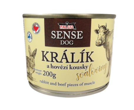 FALCO SENSE DOG králík a hovězí kousky svaloviny 200g