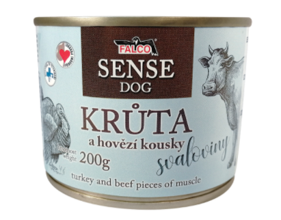 FALCO SENSE DOG krůta a hovězí kousky svaloviny 200g