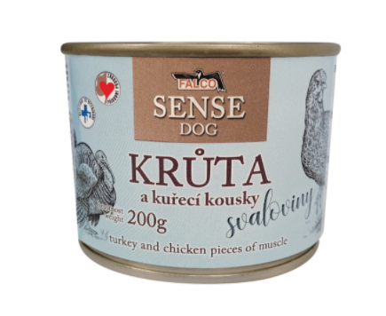 FALCO SENSE DOG krůta a kuřecí kousky svaloviny 200g