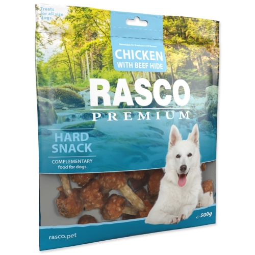 Pochoutka Rasco Premium buvolí kůže obalená kuřecím, paličky 500