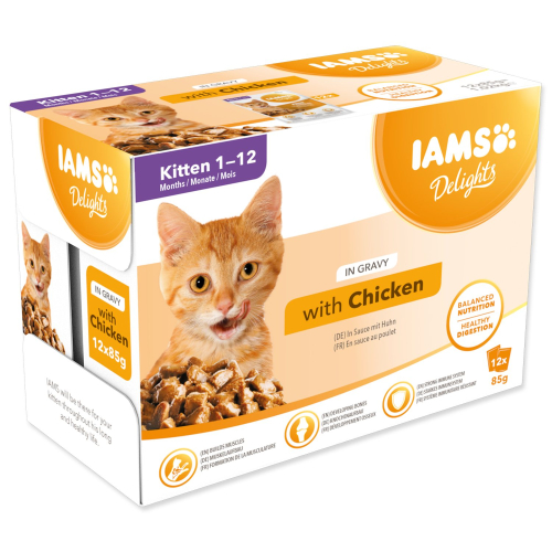 Kapsička IAMS Delights Kitten kuře v omáčce multipack 1020g (12x