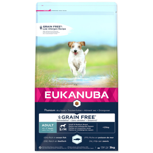 Krmivo EUKANUBA Adult Small & Medium Grain Free Ocean Fish 3