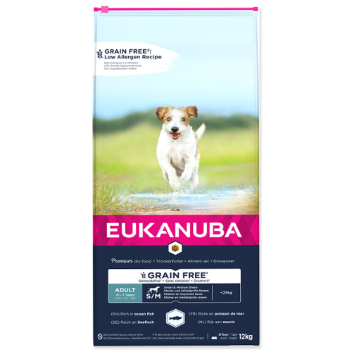 Krmivo EUKANUBA Adult Small & Medium Grain Free Ocean Fish 1