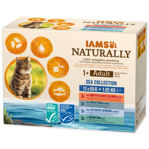 Kapsička IAMS Naturally Adult mořské maso v omáčce multipack 102