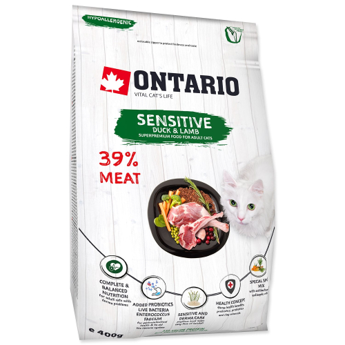 Krmivo Ontario Cat Sensitive/Derma 0,4kg