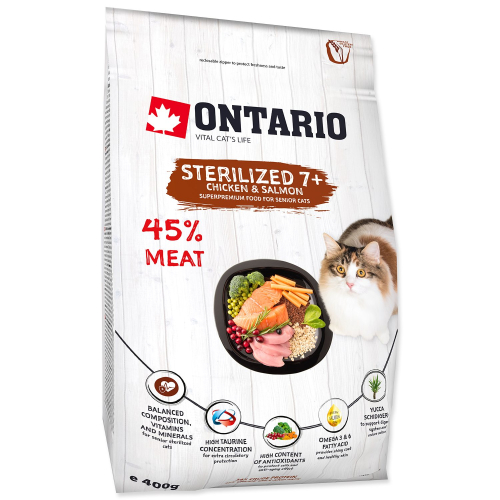 Krmivo Ontario Cat Sterilised 7+0,4kg