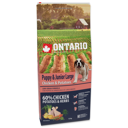 Krmivo Ontario Puppy & Junior Large Chicken & Potatoes 1