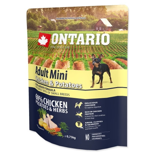 Krmivo Ontario Adult Mini Chicken & Potatoes 0,75kg
