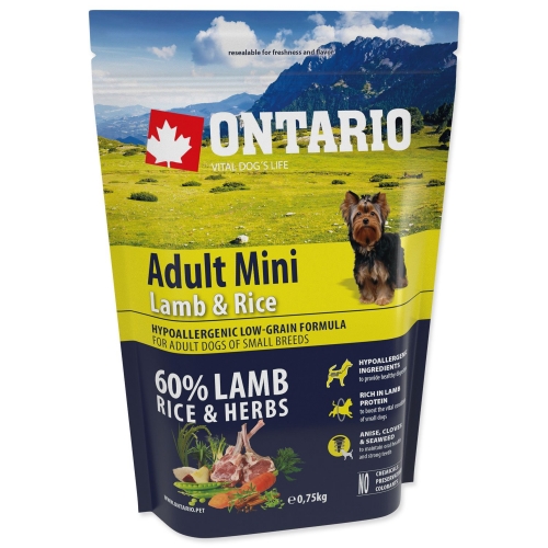 ONTARIO Adult Mini Lamb & Rice 750g