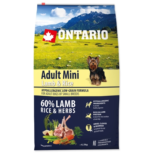 ONTARIO Adult Mini Lamb & Rice 6,5kg