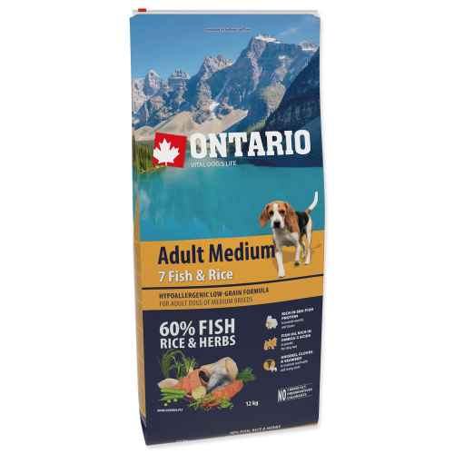 ONTARIO Adult Medium Fish & Rice 12kg