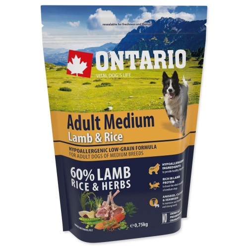 ONTARIO Adult Medium Lamb & Rice 750g