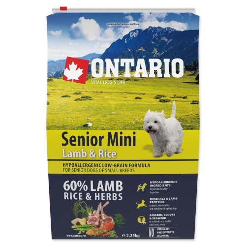 Krmivo Ontario Senior Mini Lamb & Rice 2,25kg