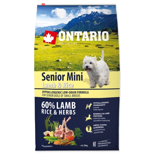 Krmivo Ontario Senior Mini Lamb & Rice 6,5kg
