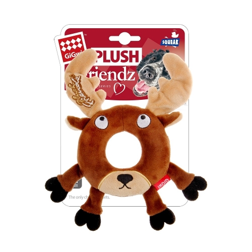 GiGwi Plush Friendz sob s gumovým kroužkem