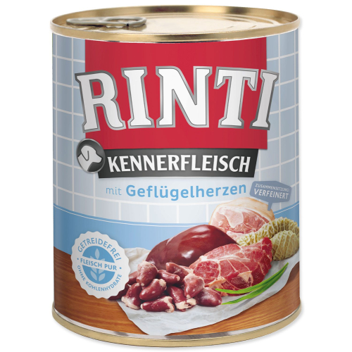 Konzerva Rinti Kennerfleisch Adult drůbeží srdce 800g