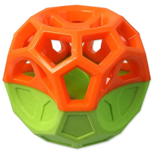 Hračka Dog Fantasy míček s goemetrickými obrazci pískací oranžov