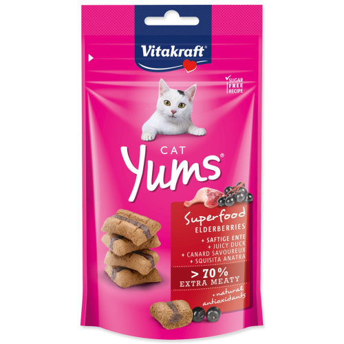 Pochoutka Vitakraft Cat Yums Superfood kachna s bezinkou 40g