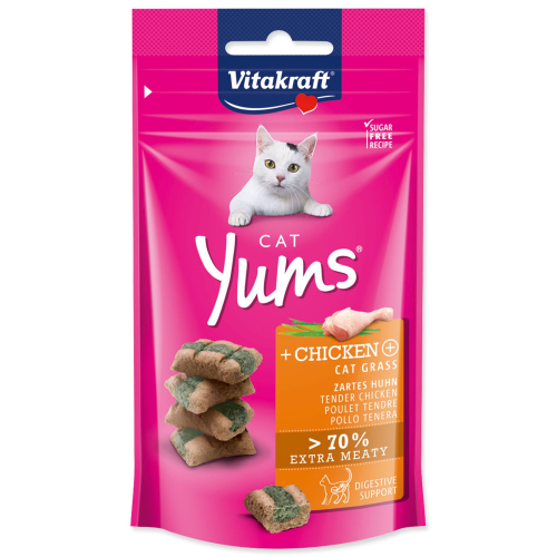 Pochoutka Vitakraft Cat Yums kuře, s kočičí trávou 40g