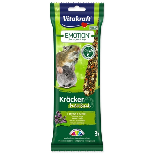 Tyčinky Vitakraft Emotion Kracker malý hlodavec, s bylinkami 3ks
