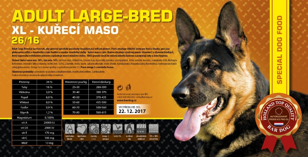 BARDOG ADULT Large & Breed 26/16 kuřecí maso pro velká pleme