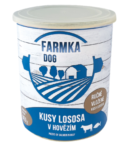 FARMKA DOG kusy lososa v hovězím 400g