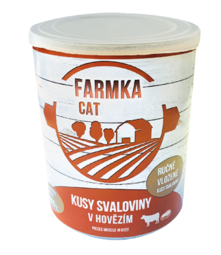 FARMKA CAT kusy svaloviny v hovězím 400g